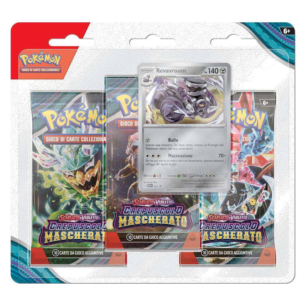 Pokémon: Scarlatto e Violetto - Crepuscolo Mascherato (IT) - Blister 3 Buste + Carta Promo di Revavroom