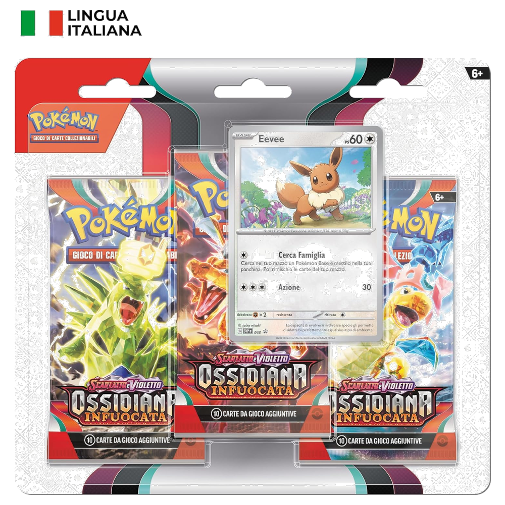 Pokémon: Scarlatto e Violetto - Ossidiana Infuocata (IT) - Blister 3 Buste + Carta Promo di Eevee