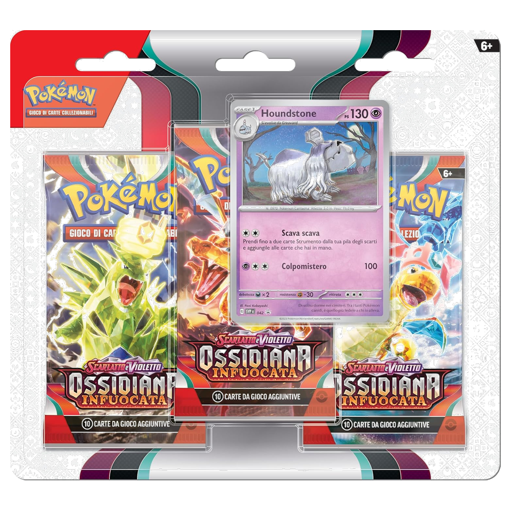Pokémon: Scarlatto e Violetto - Ossidiana Infuocata (IT) - Blister 3 Buste + Carta Promo di Houndstone