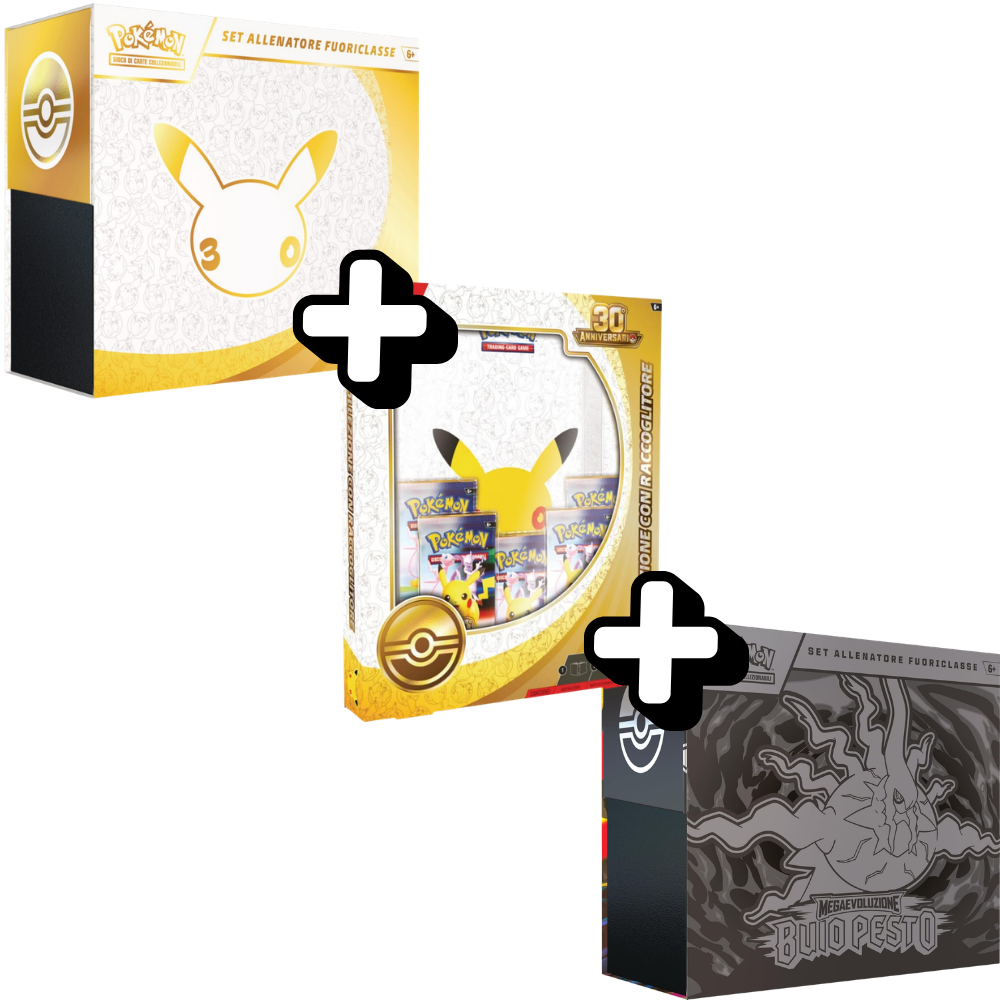 RareDex Bundle - 30° Anniversario Pokémon - 1 ETB 30° Anniversario + 1 Collezione con Raccoglitore 30° Anniversario + 1 ETB Buio Pesto (IT)