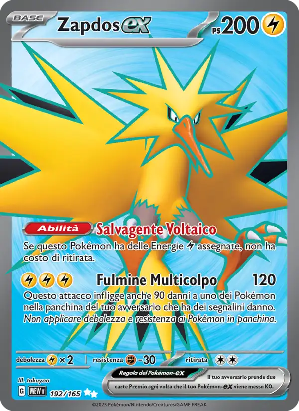 Zapdos ex 192/165 151 – Italiano