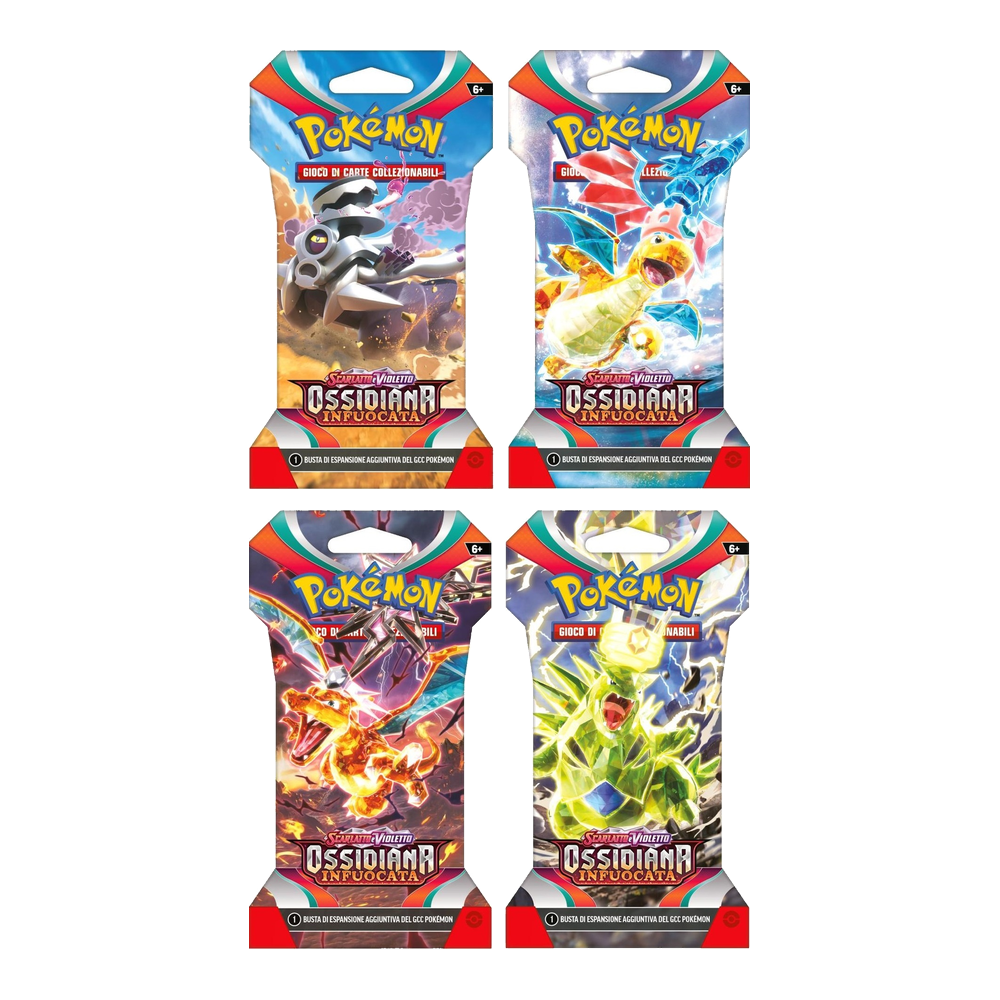 Pokémon - Scarlatto e Violetto - Ossidiana Infuocata (IT) - 4 Buste Artwork Paper Sleeve completo