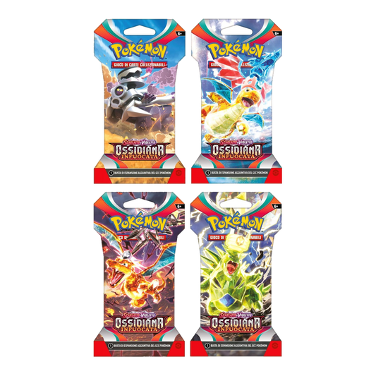Pokémon - Scarlatto e Violetto - Ossidiana Infuocata (IT) - 4 Buste Artwork Paper Sleeve completo