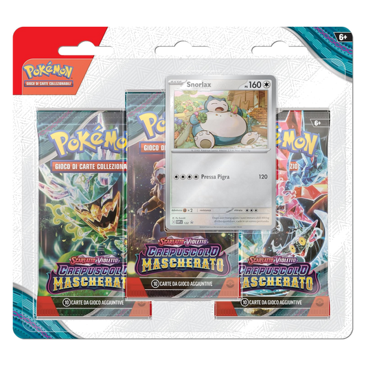 Pokémon: Scarlatto e Violetto - Crepuscolo Mascherato (IT) - Blister 3 Buste + Carta Promo di Snorlax