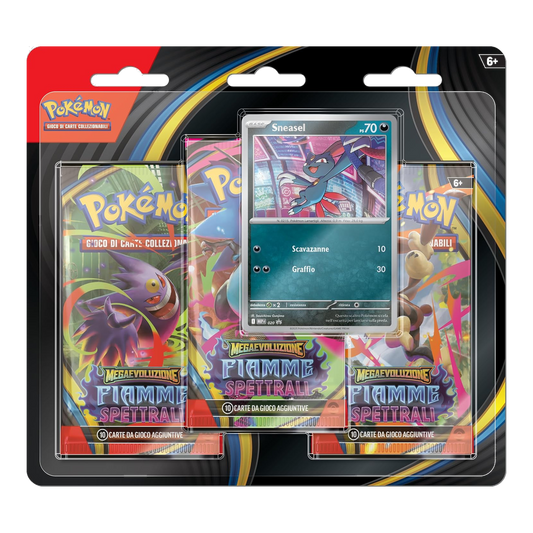 Pokémon: Megaevoluzione - Fiamme Spettrali (IT) - Blister 3 Buste + Carta Promo di Sneasel