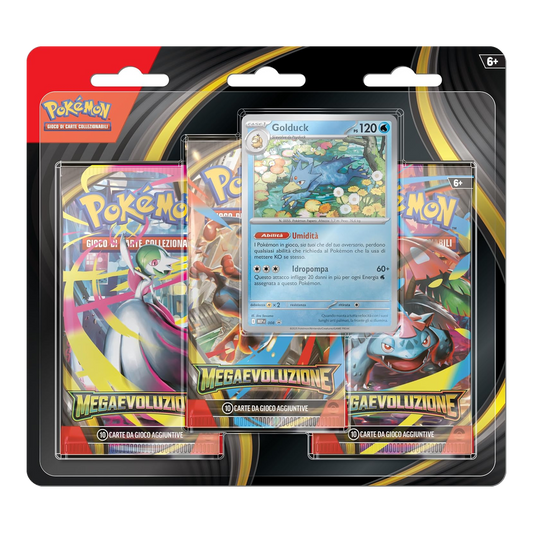 Pokémon: Megaevoluzione (IT) - Blister 3 Buste + Carta Promo di Golduck