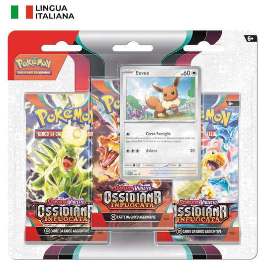 Pokémon: Scarlatto e Violetto - Ossidiana Infuocata (IT) - Blister 3 Buste + Carta Promo di Eevee