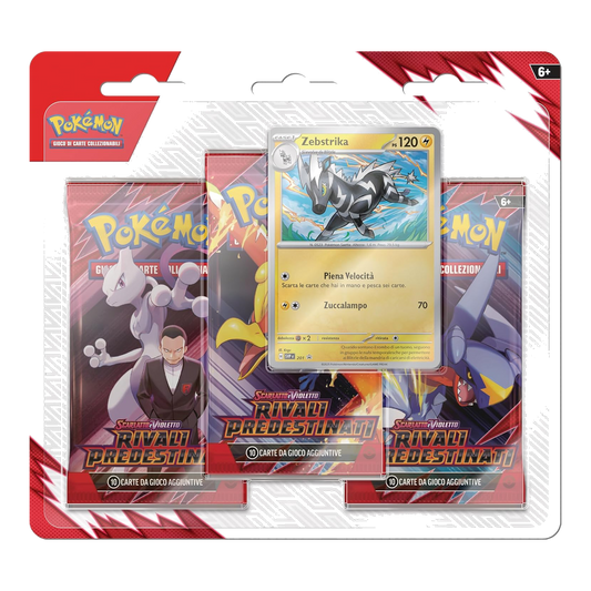 Pokémon: Scarlatto e Violetto - Rivali Predestinati (IT) - Blister 3 Buste + Carta Promo di Zebstrika