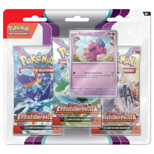 Pokémon: Scarlatto e Violetto - Evoluzioni a Paldea (IT) - Blister 3 Buste + Carta Promo di Tinkatink