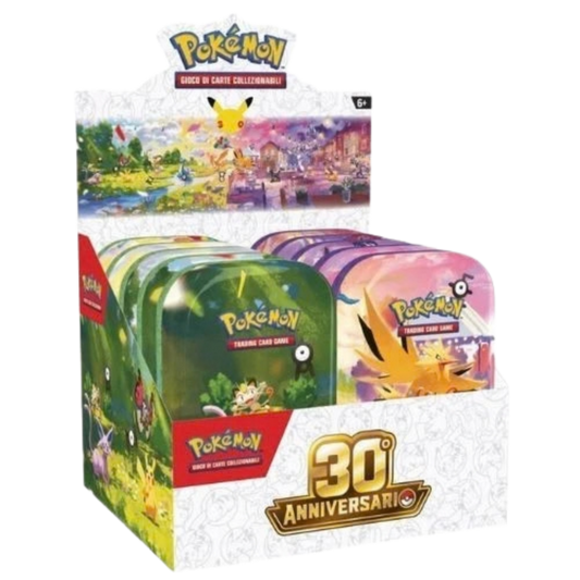 Pokémon - Display 10 Mini Tin 30° Anniversario Artwork Completo Sealed (IT)
