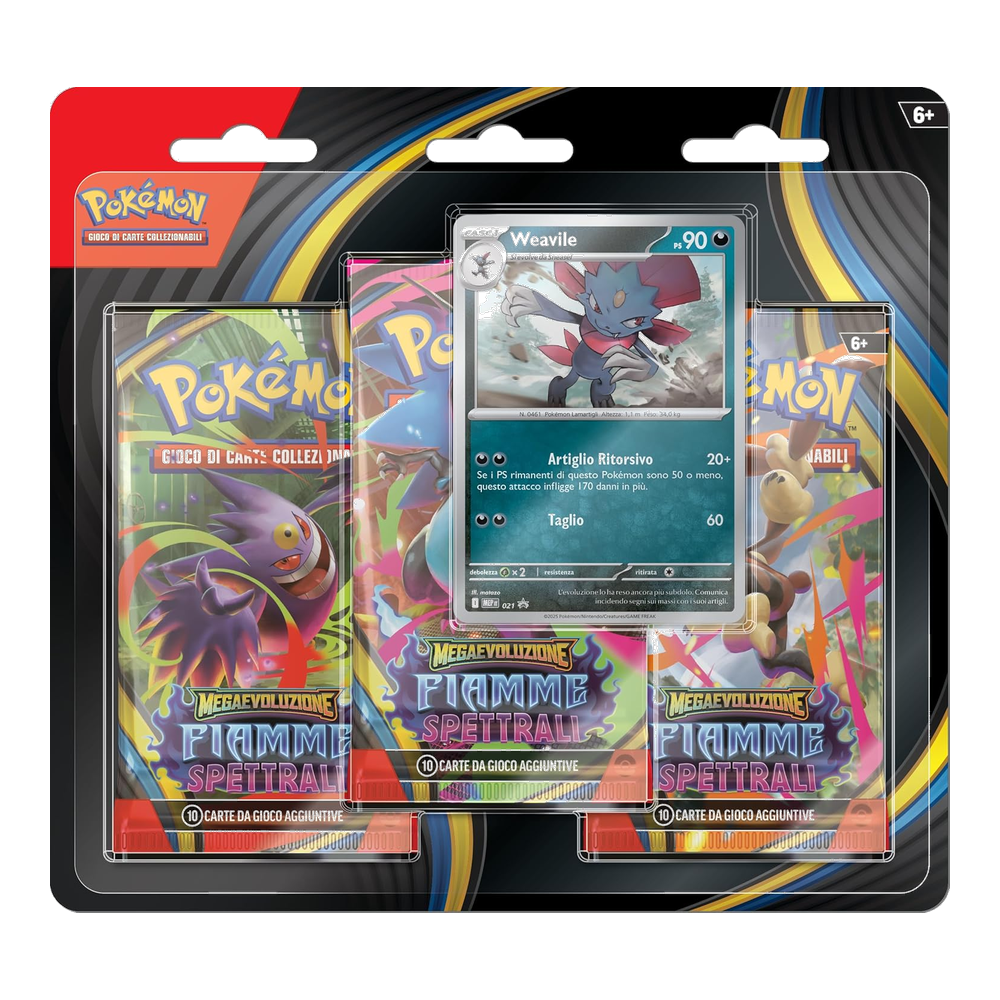 Pokémon: Megaevoluzione - Fiamme Spettrali (IT) - Blister 3 Buste + Carta Promo di Weavile