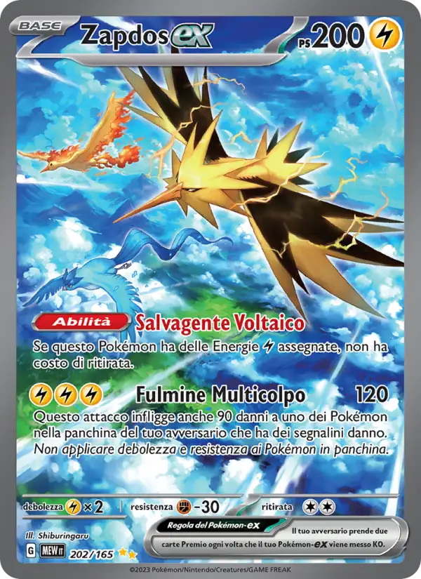 Zapdos ex 202/165 151 – Italiano